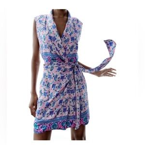 Zara Pink, Blue & Purple Paisley Print Dress